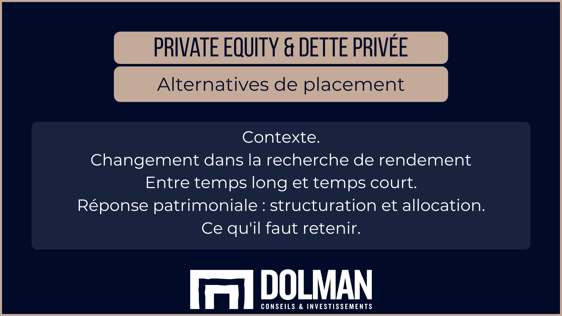Private Equity et Dette Privée : Alternatives de placement